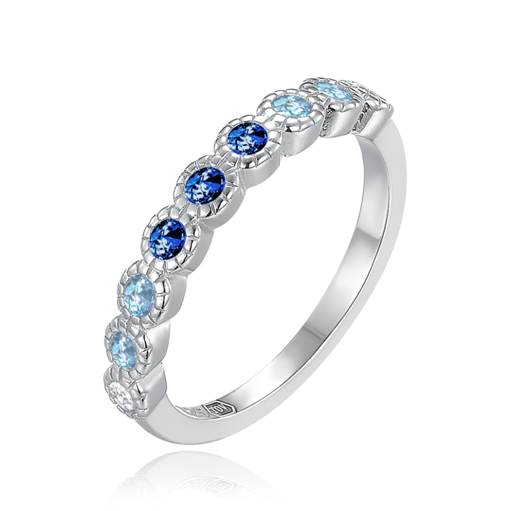 MINET Stříbrný prsten s bílými, světle modrými a tmavě modrými zirkony vel. 54 JMAD0054AR54