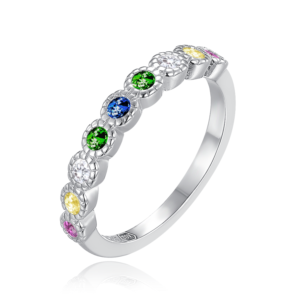 MINET Dětský stříbrný prsten s různobarevnými zirkony vel. 50