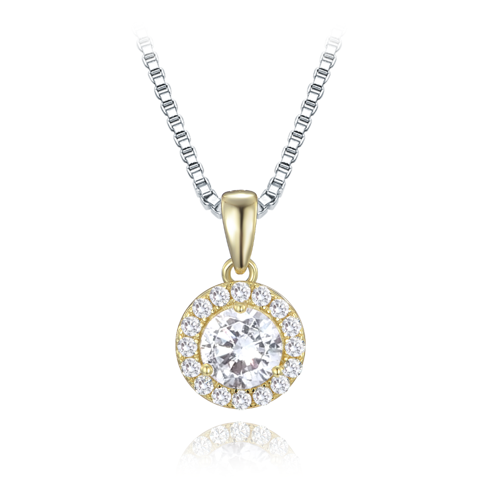 MINET Elegantní stříbrný náhrdelník s pozlaceným příveskem a bílými zirkony JMAS0257GN45