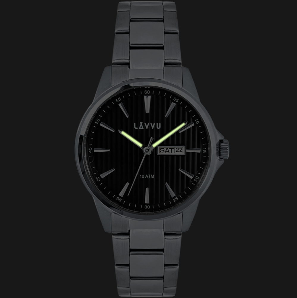 LAVVU Stylové pánské hodinky TRONES Black 100M LWM0271