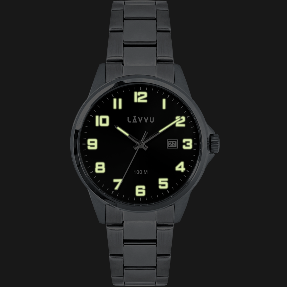 LAVVU Stylové pánské hodinky HAMRE Black 100M
