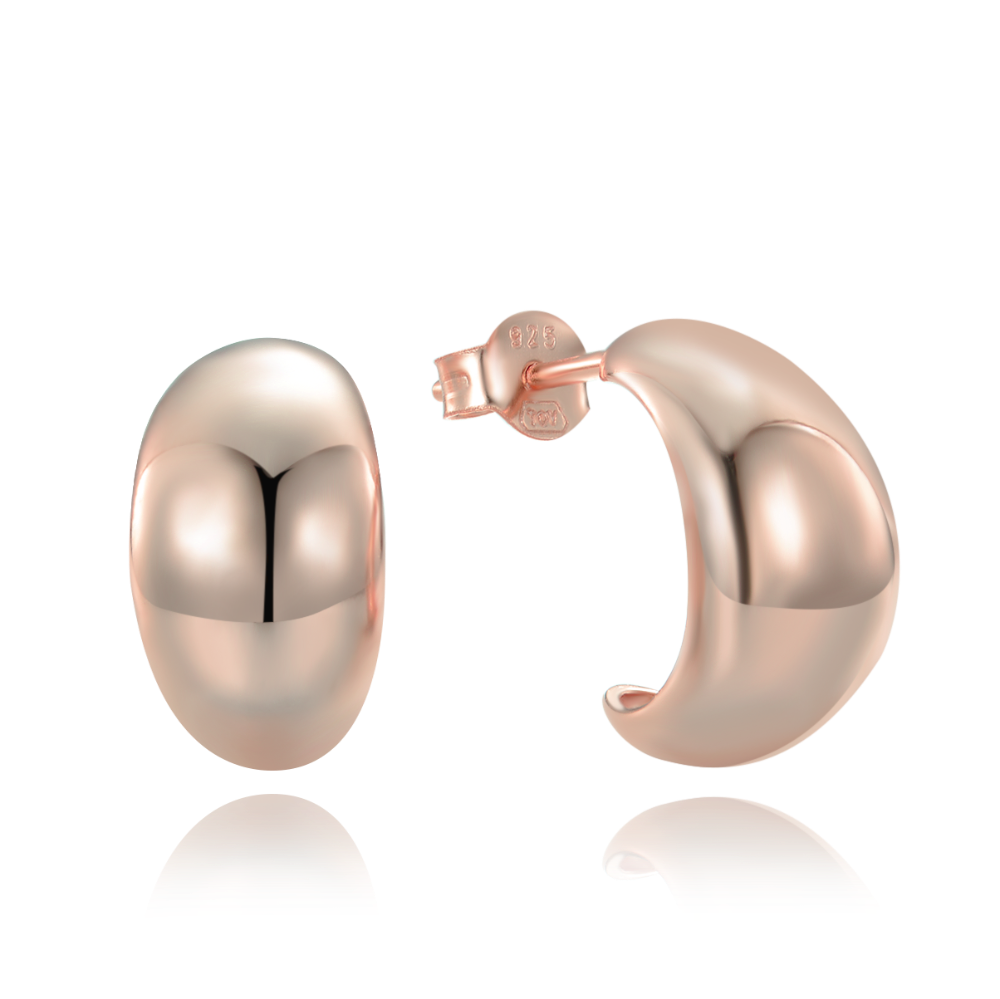 MINET Moderní rose gold stříbrné náušnice zahnuté kapky JMAN0564RE00