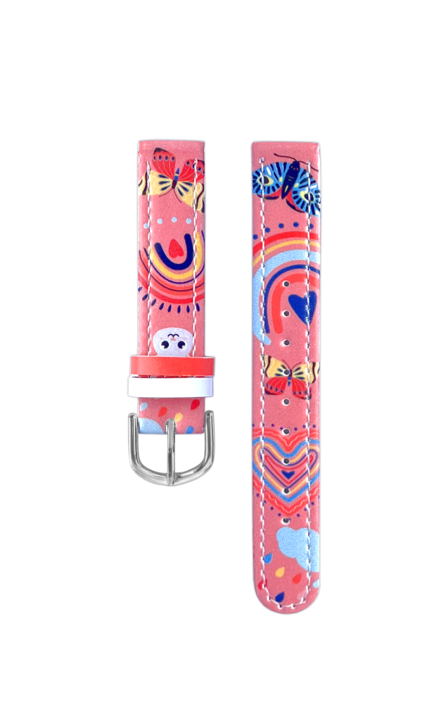 CLOCKODILE Růžový řemínek s motýly k dětským hodinkám CSG5180