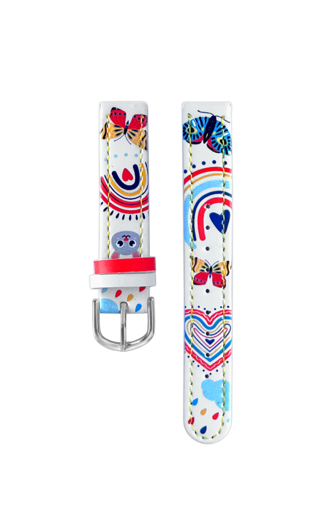 CLOCKODILE Bílý řemínek s motýly k dětským hodinkám CSG5181