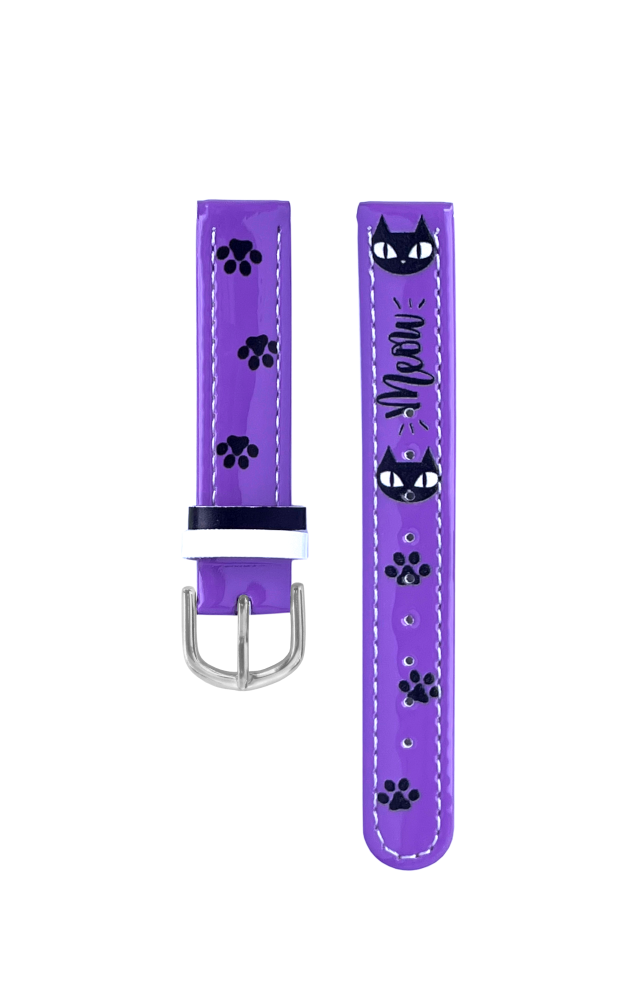CLOCKODILE Fialový řemínek k dětským hodinkám kočky CSG5190