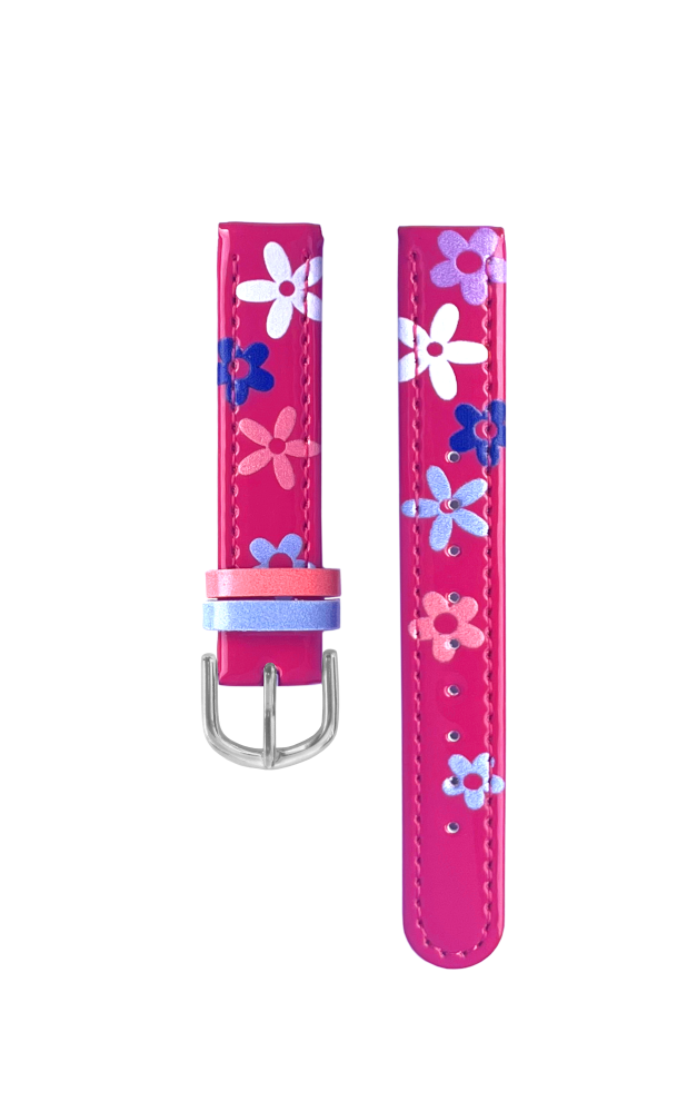 CLOCKODILE Růžový řemínek k dětským hodinkám kytky CSG5203