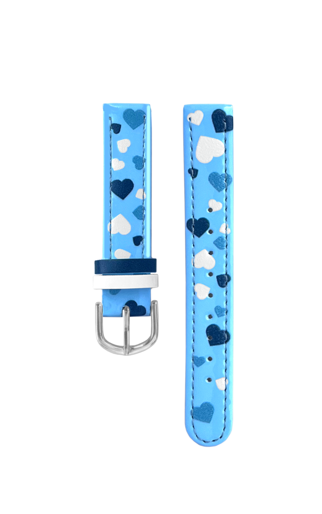 CLOCKODILE Modrý řemínek se srdíčky k dětským hodinkám CSG5210