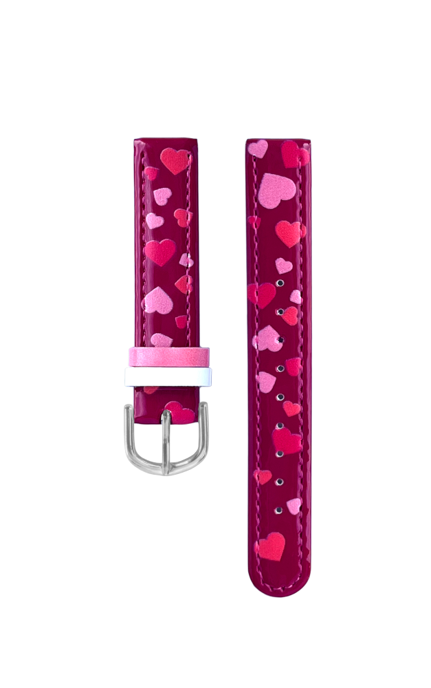 CLOCKODILE Tmavě růžový řemínek se srdíčky k dětským hodinkám CSG5212