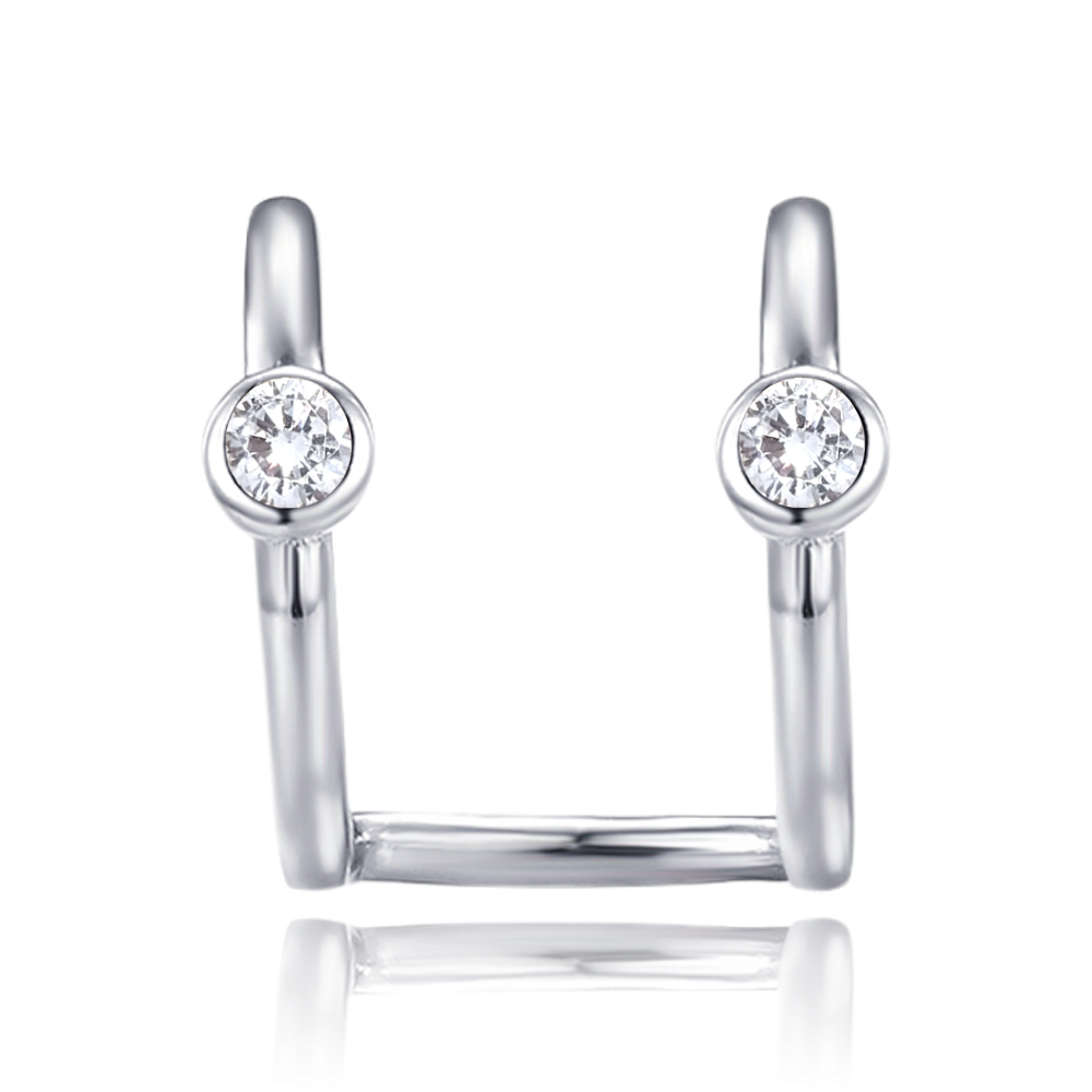 MINET Moderní stříbrná záušnice se zirkony JMAN0600SE00