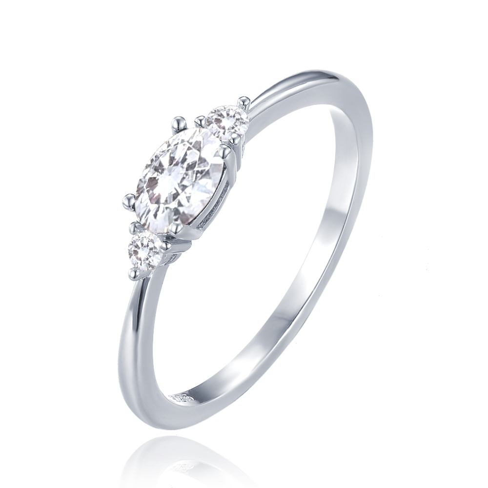 MINET Luxusní stříbrný prsten s bílými zirkony vel. 56