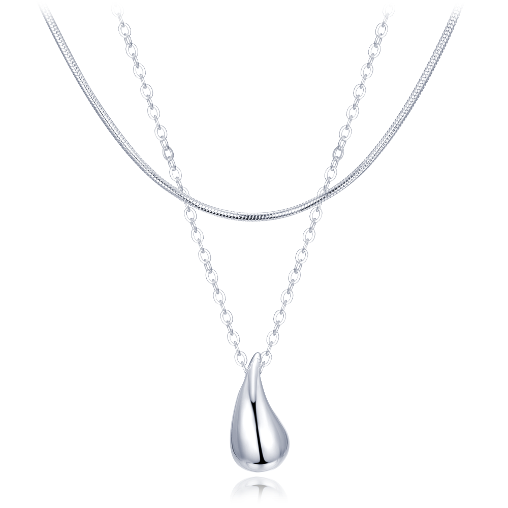 MINET Stříbrný dvojitý náhrdelník kapka