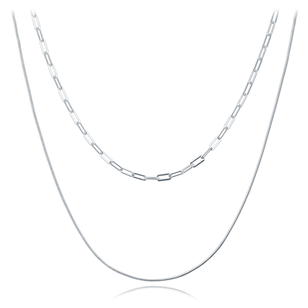 MINET Elegantní dvojitý stříbrný náhrdelník JMAN0619SN40