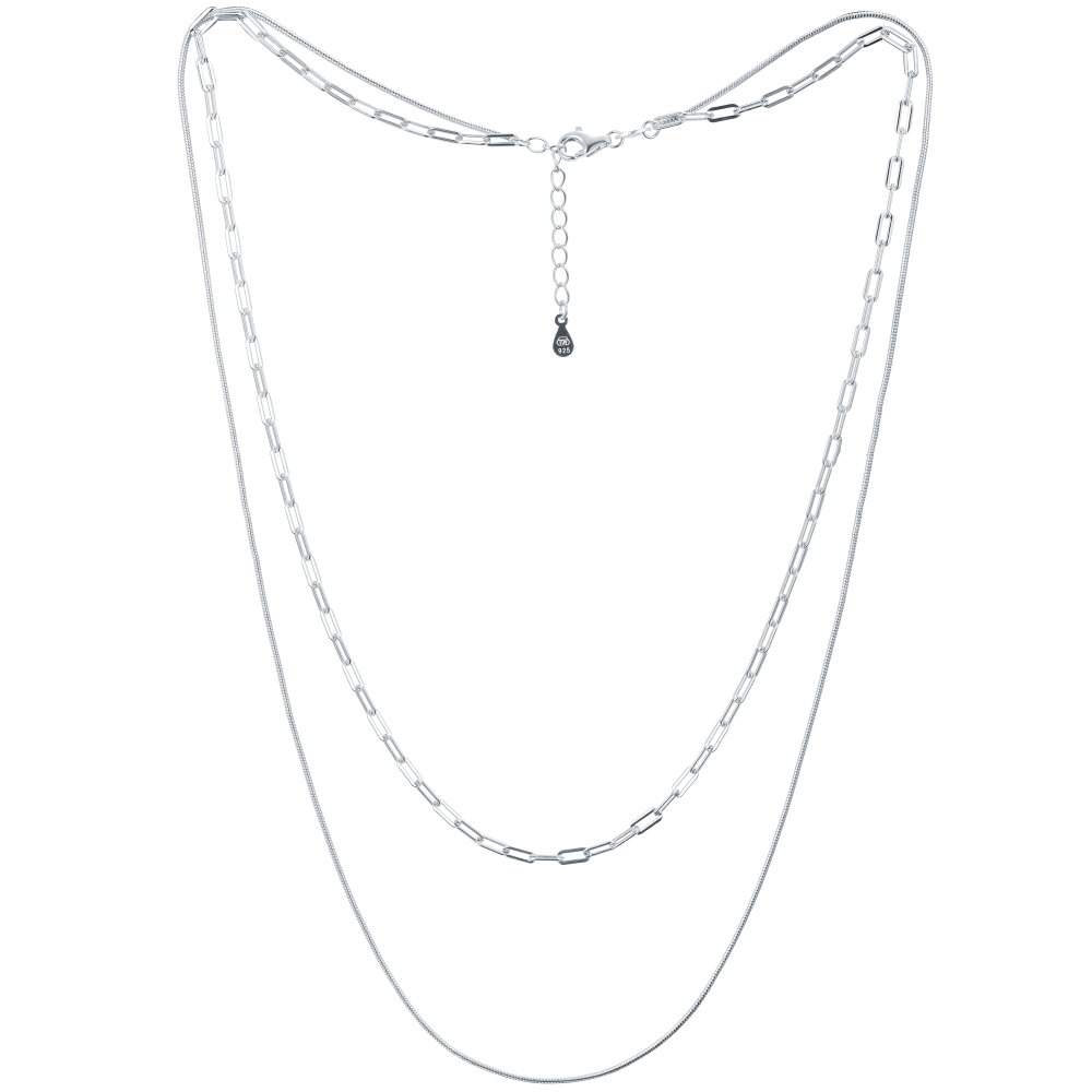 MINET Elegantní dvojitý stříbrný náhrdelník JMAN0619SN40