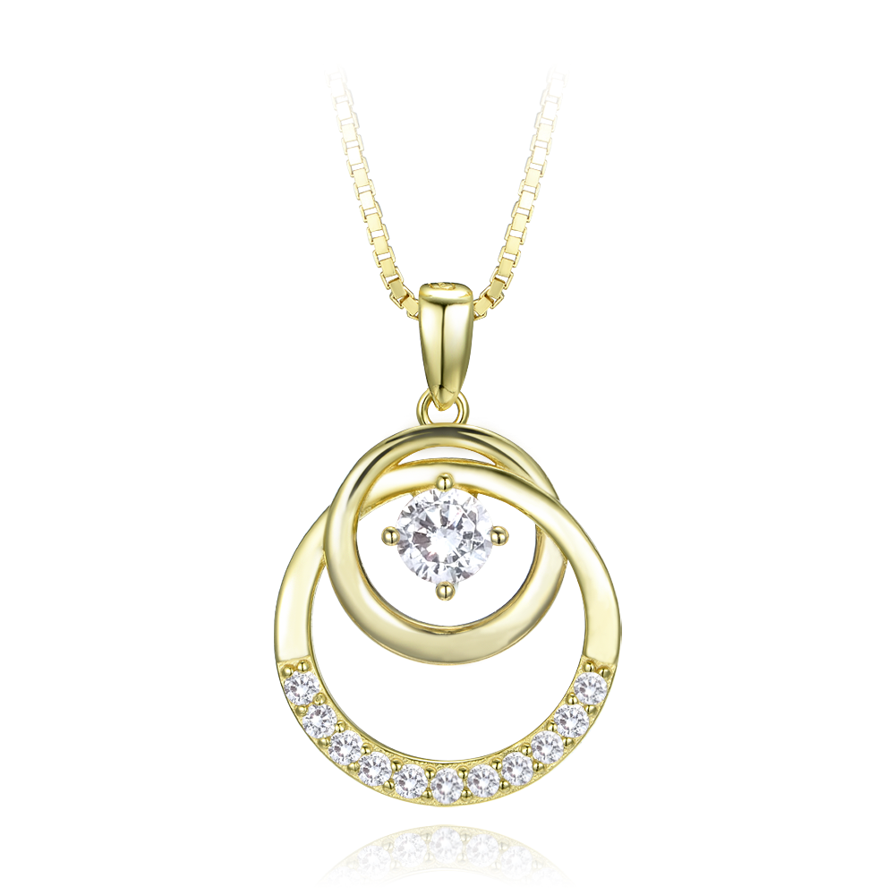 MINET Luxusní pozlacený stříbrný náhrdelník s bílými zirkony