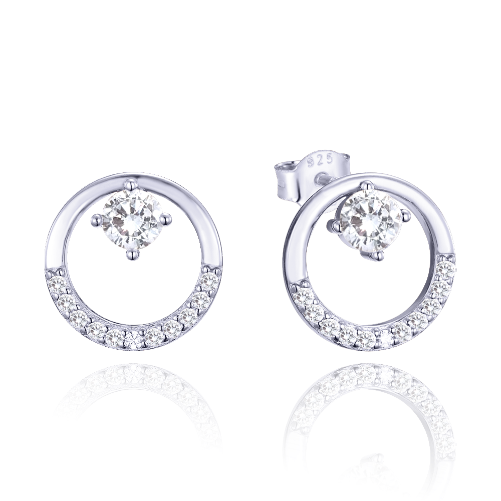 MINET Luxusní stříbrné náušnice s bílými zirkony