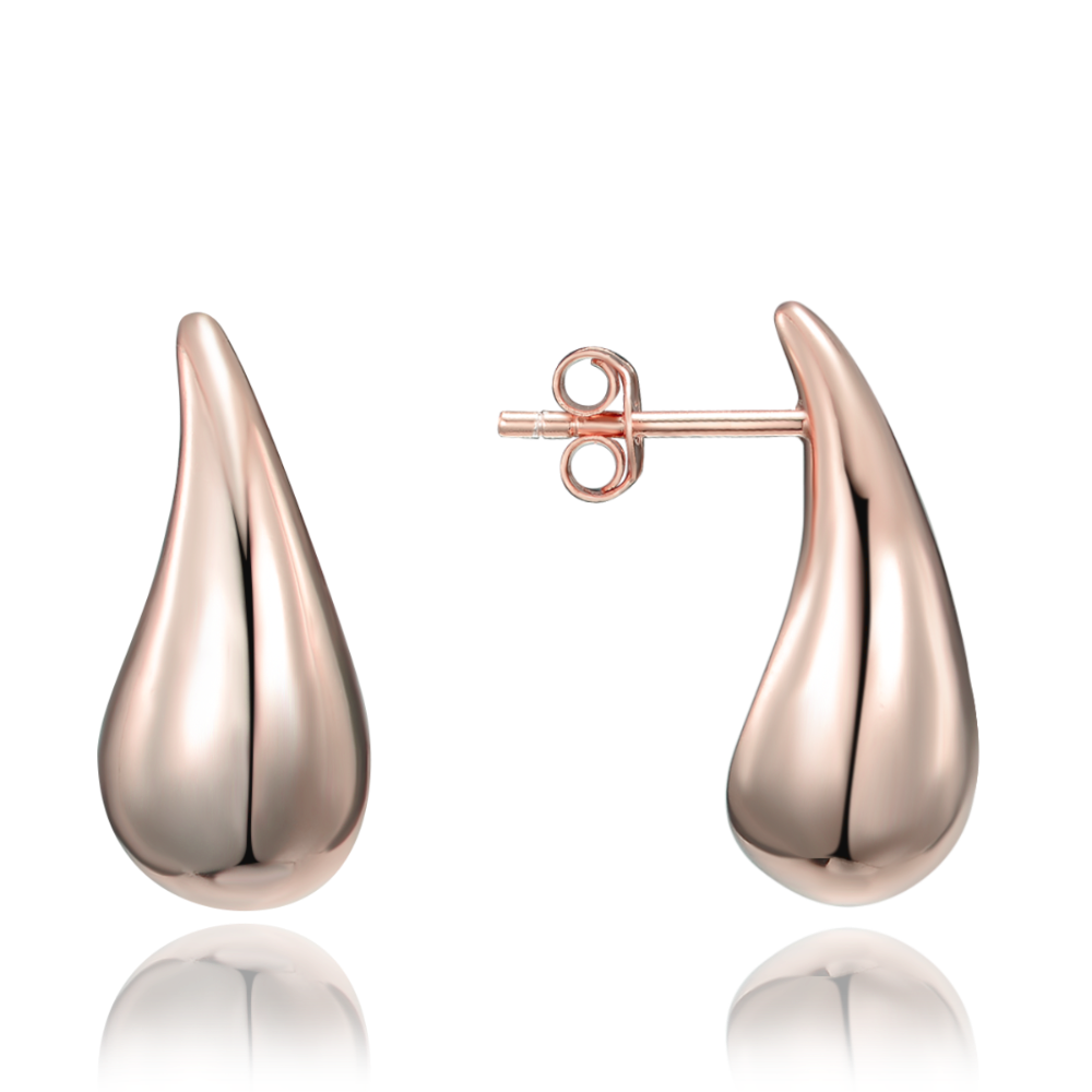 MINET Rose gold stříbrné náušnice velké kapky JMAN0565RE01