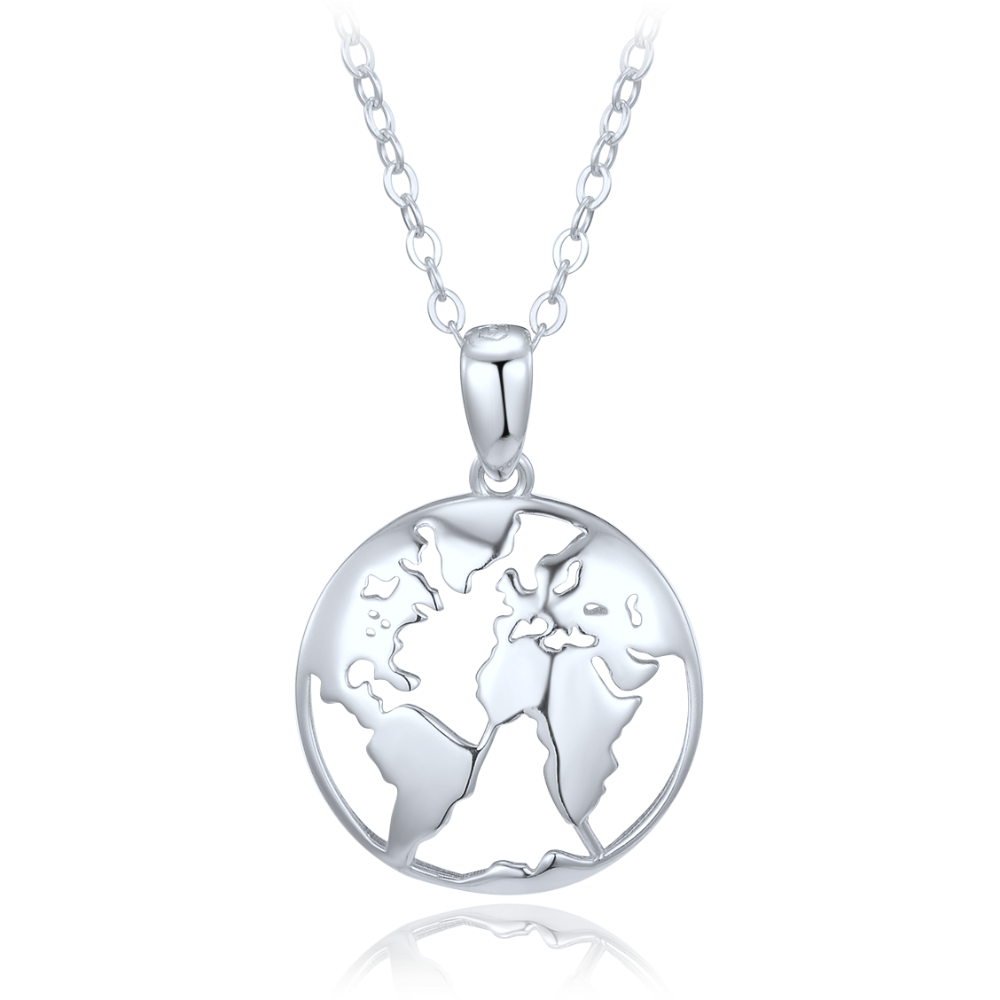 MINET Pozlacený cestovatelský stříbrný náhrdelník zeměkoule JMAN0621SN45