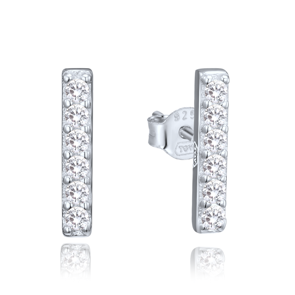 MINET Elegantní stříbrné náušnice s bílými zirkony JMAN0629SE00