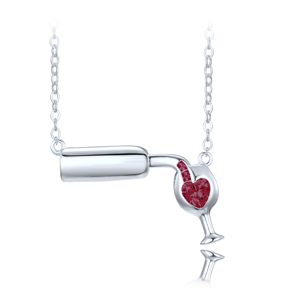 MINET Stříbrný náhrdelník červené víno JMAN0625CN45
