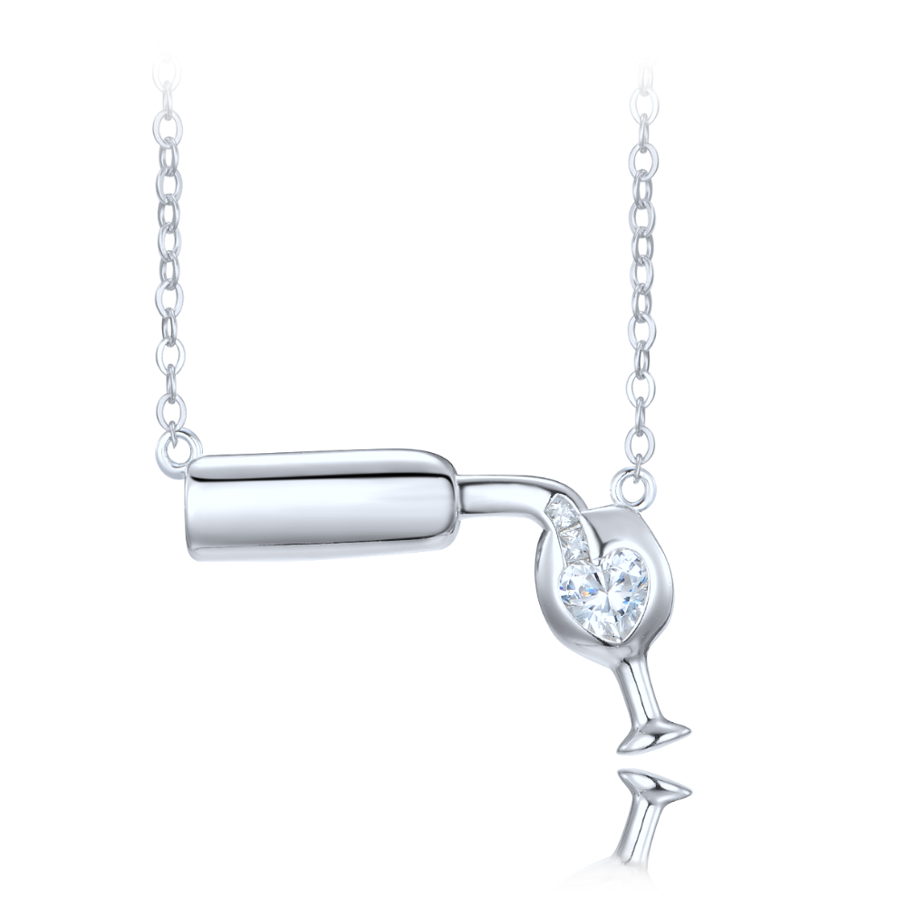 MINET Stříbrný náhrdelník bílé víno JMAN0625SN45