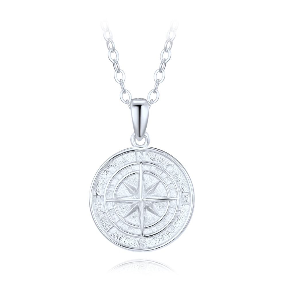 MINET Stříbrný náhrdelník kompas JMAN0622SN45