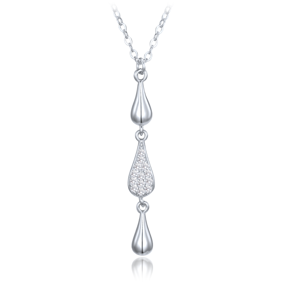 MINET Luxusní stříbrný náhrdelník s bílými zirkony