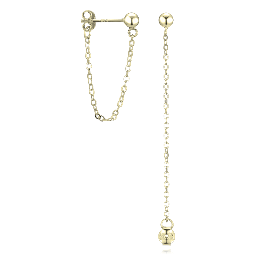 MINET Pozlacené stříbrné náušnice s řetízkem JMAN0638GE00