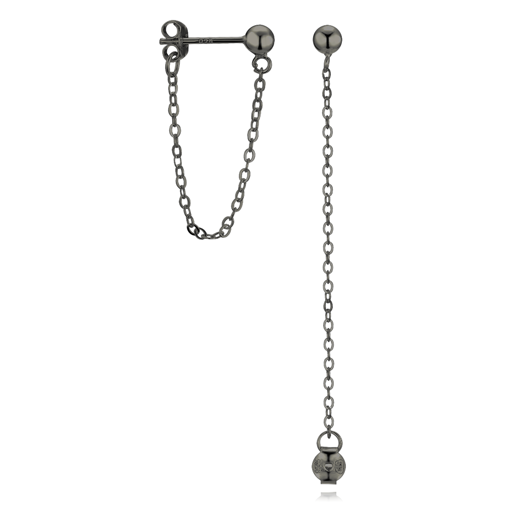 MINET Rose gold stříbrné náušnice s řetízkem JMAN0638BE00