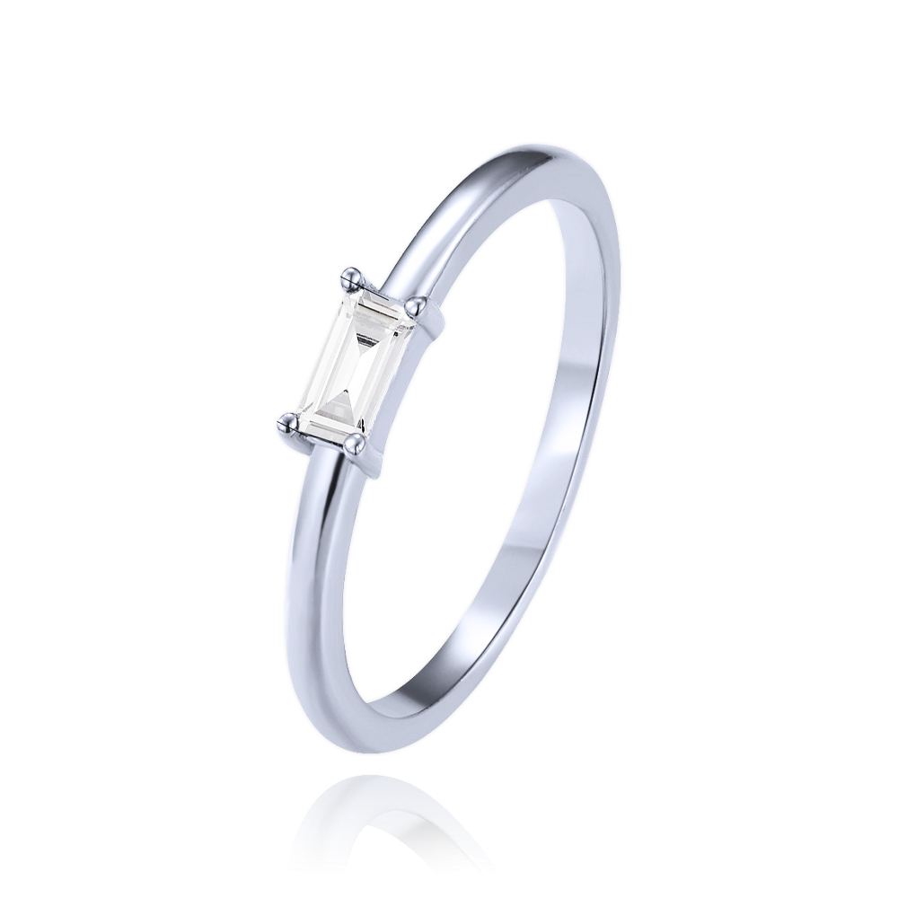 MINET Stříbrný prsten s bílým zirkonem vel. 55 JMAN0639SR55