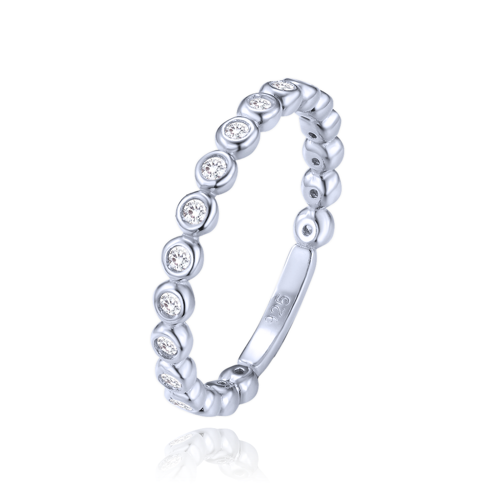 MINET Elegantní stříbrný prsten s bílými zirkony vel. 50 JMAN0640SR50