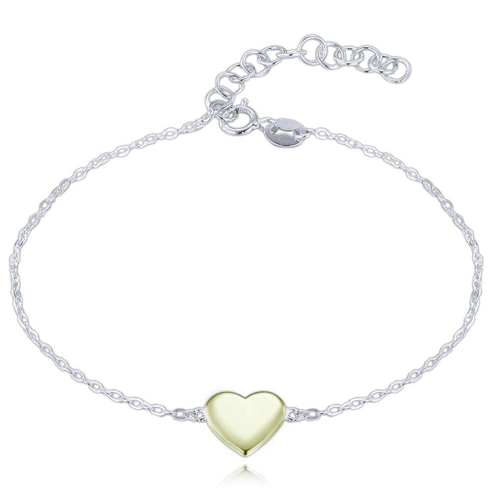 MINET Stříbrný náramek s pozlaceným srdíčkem JMAS0281GB17