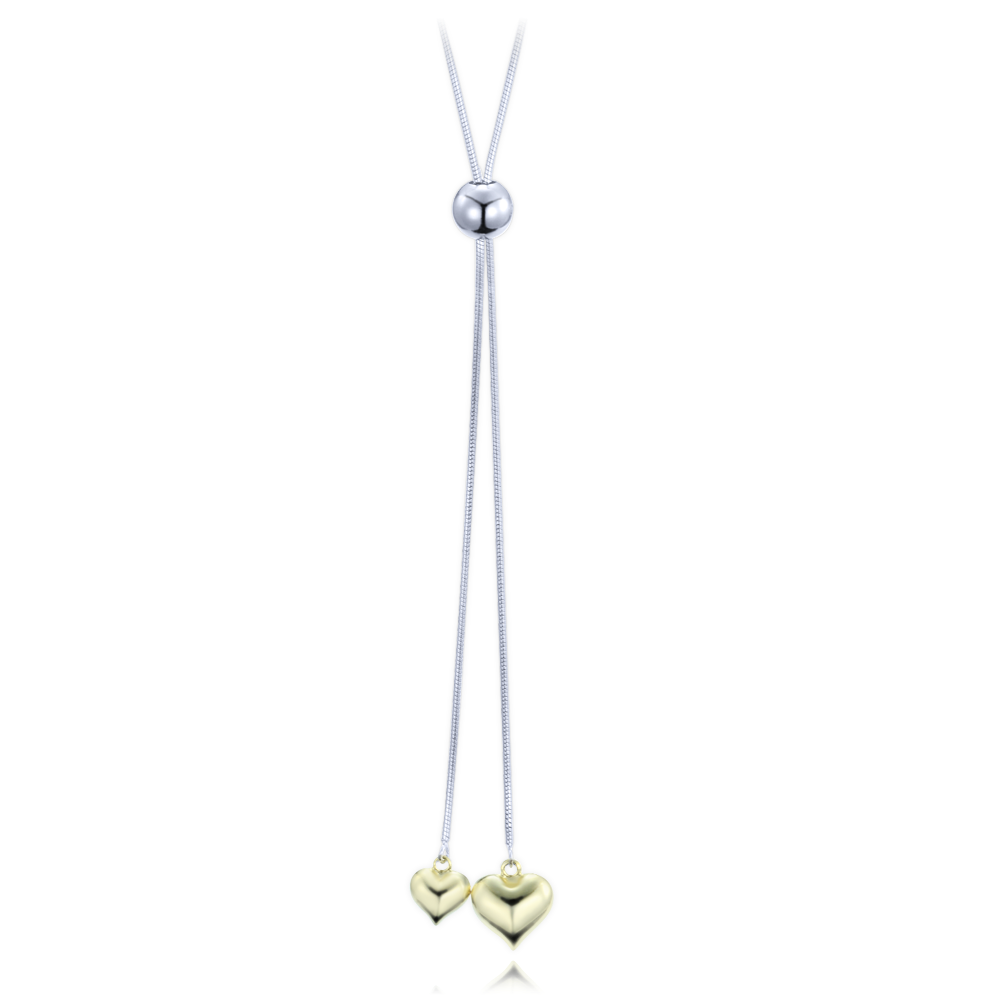 MINET Stříbrný náhrdelník s pozlacenými srdíčky a stahovacím zapínáním Ag 925/1000 10,45g