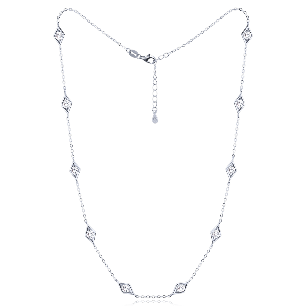 MINET Stříbrný náhrdelník s bílými zirkony JMAS0286SN42