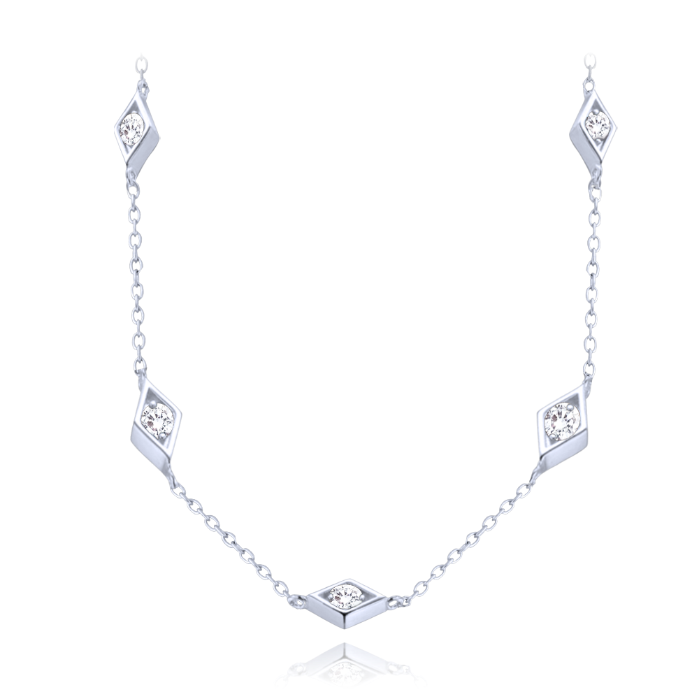 MINET Stříbrný náhrdelník s bílými zirkony JMAS0286SN42