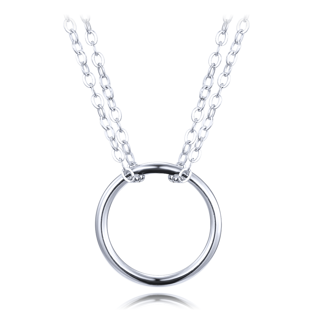 MINET Elegantní stříbrný náhrdelník s kroužkem JMAS0288SN42