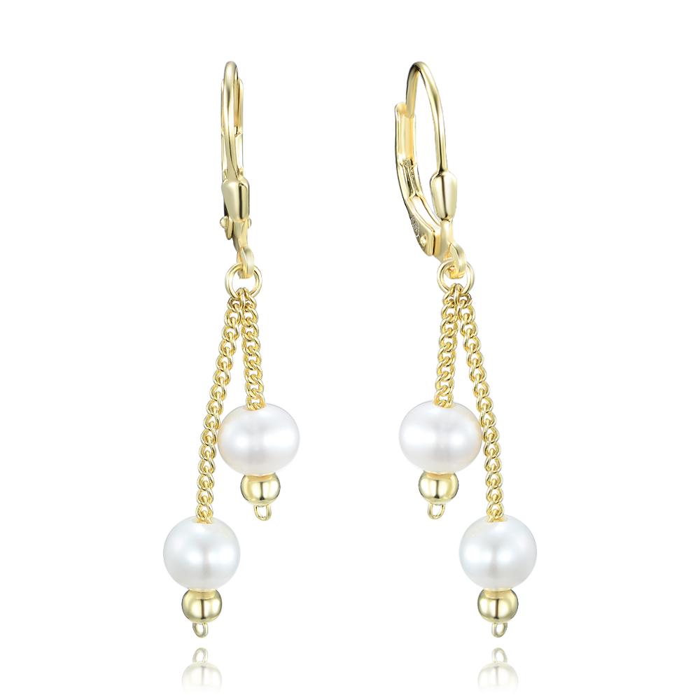 MINET Pozlacené stříbrné náušnice s přírodními perlami JMAS7056GE00