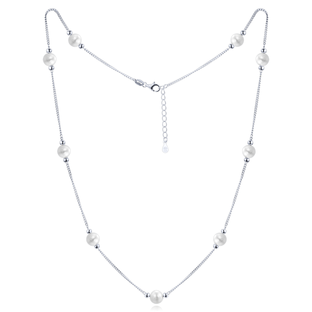 MINET Stříbrný náhrdelník s přírodními perlami JMAS7056SN47