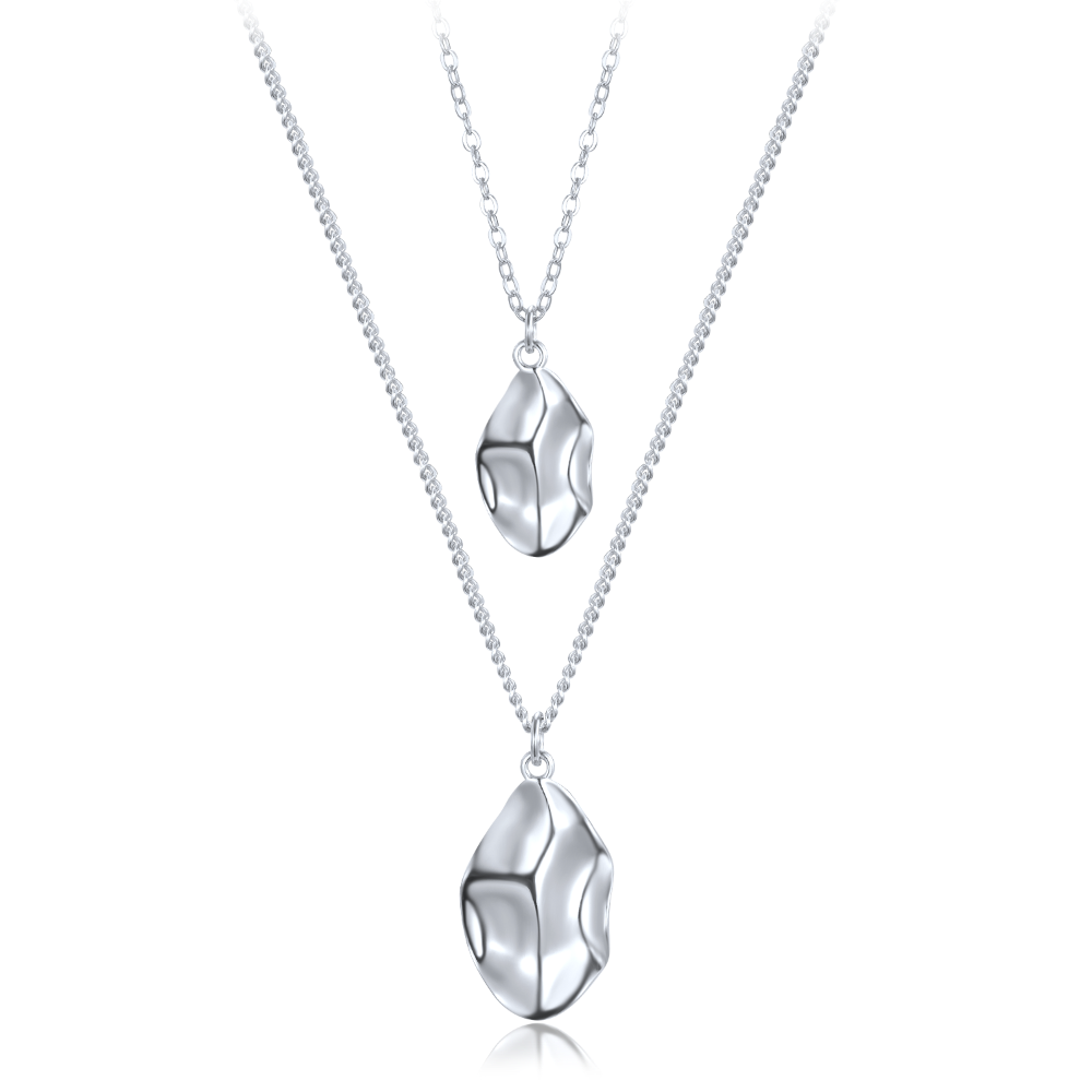 MINET Moderní dvojitý stříbrný náhrdelník JMAS0283SN42