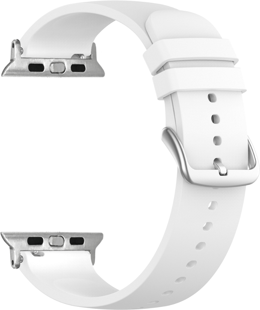 LAVVU Bílý silikonový řemínek na hodinky - stříbrný konektor pro APPLE WATCH 38-40 mm