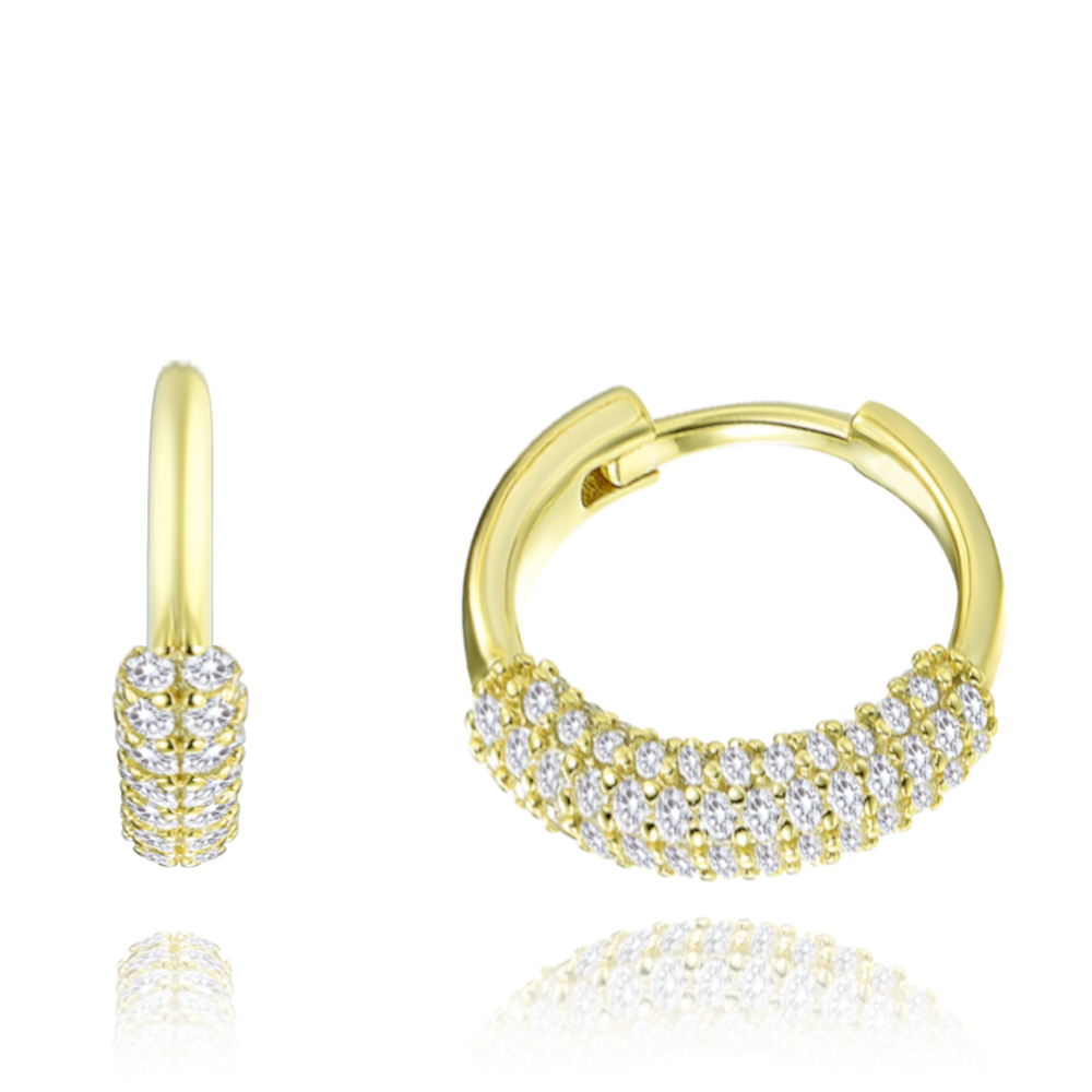 MINET Luxusní pozlacené stříbrné náušnice s bílými zirkony