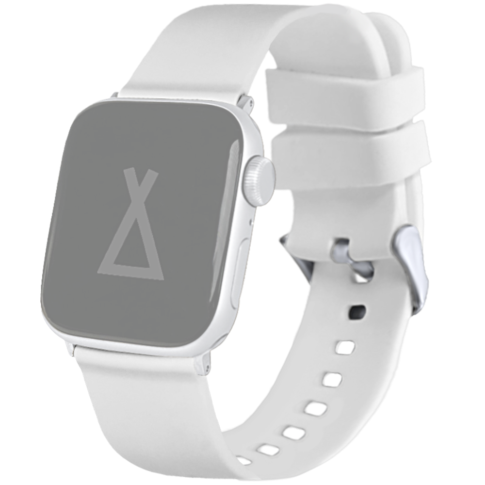 LAVVU Bílý silikonový řemínek na hodinky - stříbrný konektor pro APPLE WATCH 38-40 mm LSXBWS1