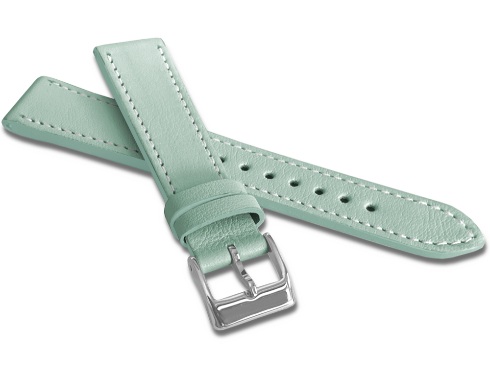 MINET Mentolový prošitý řemínek SLIM z luxusní kůže Top Grain - 18 MSTUG18