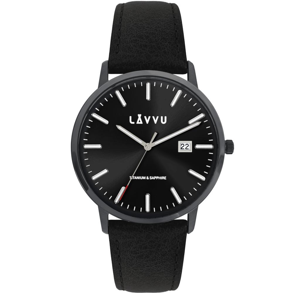 LAVVU Černé pánské hodinky se safírovým sklem Copenhagen Titanium Black