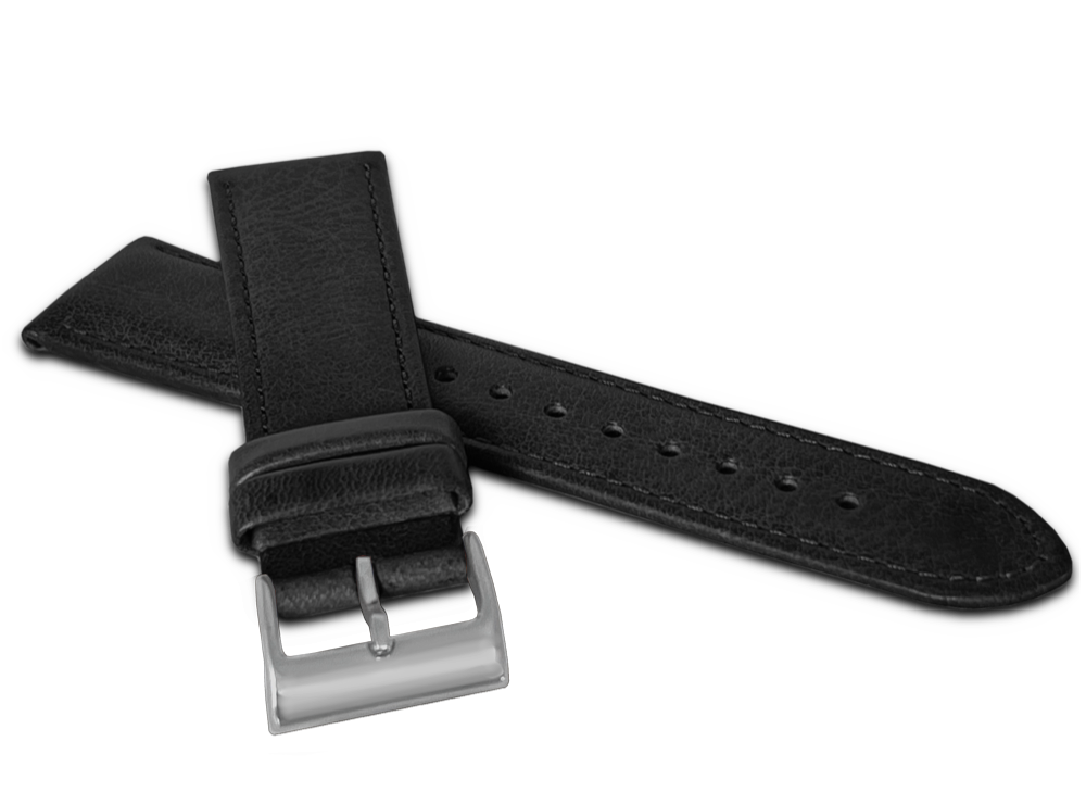 LAVVU Černý kožený řemínek Copenhagen s titanovou sponou - 22 LSM0263