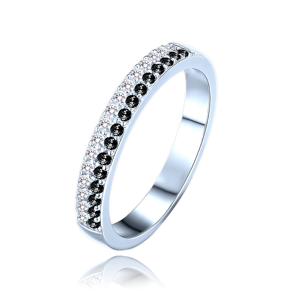 MINET Luxusní stříbrný prsten s bílými a černými zirkony vel. 51 JMAS0291NR51