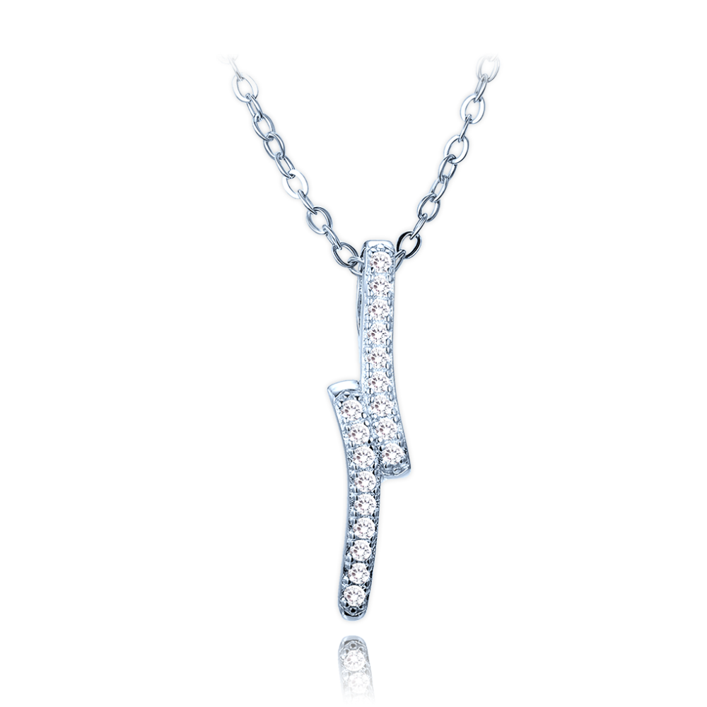 MINET Luxusní stříbrný náhrdelník s bílými zirkony