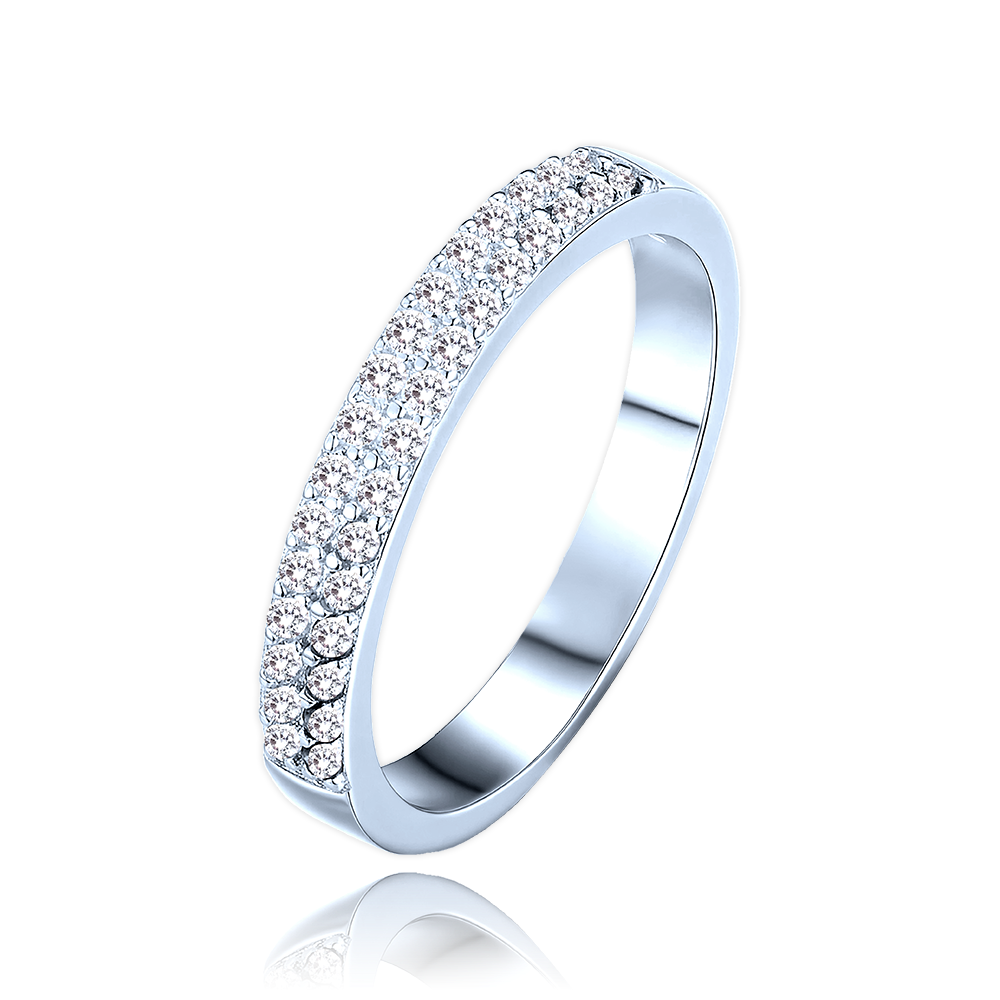 MINET Luxusní stříbrný prsten s bílými zirkony vel. 55 JMAS0291SR55