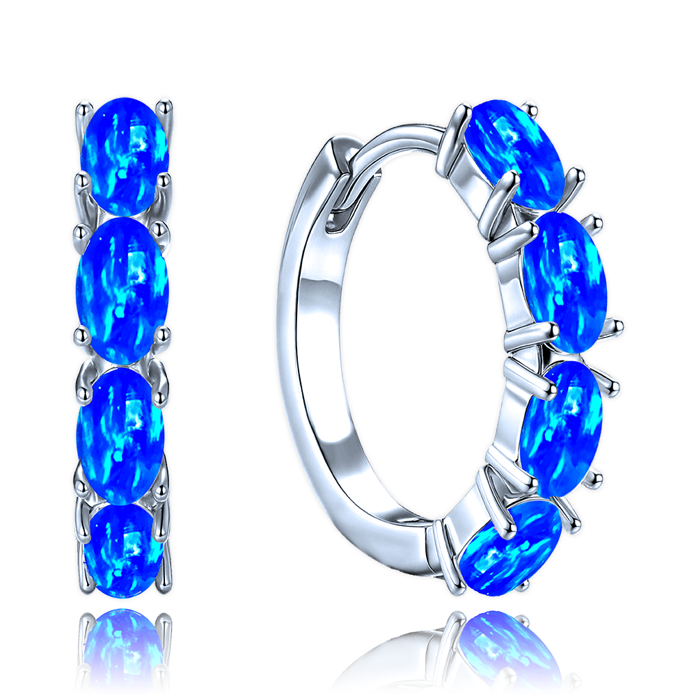 MINET Stříbrné náušnice s modrými opálky JMAS0295BE00