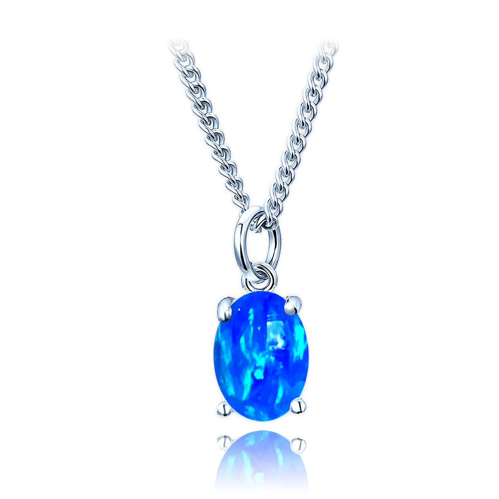 MINET Stříbrný náhrdelník s modrým opálkem JMAS0295BN45