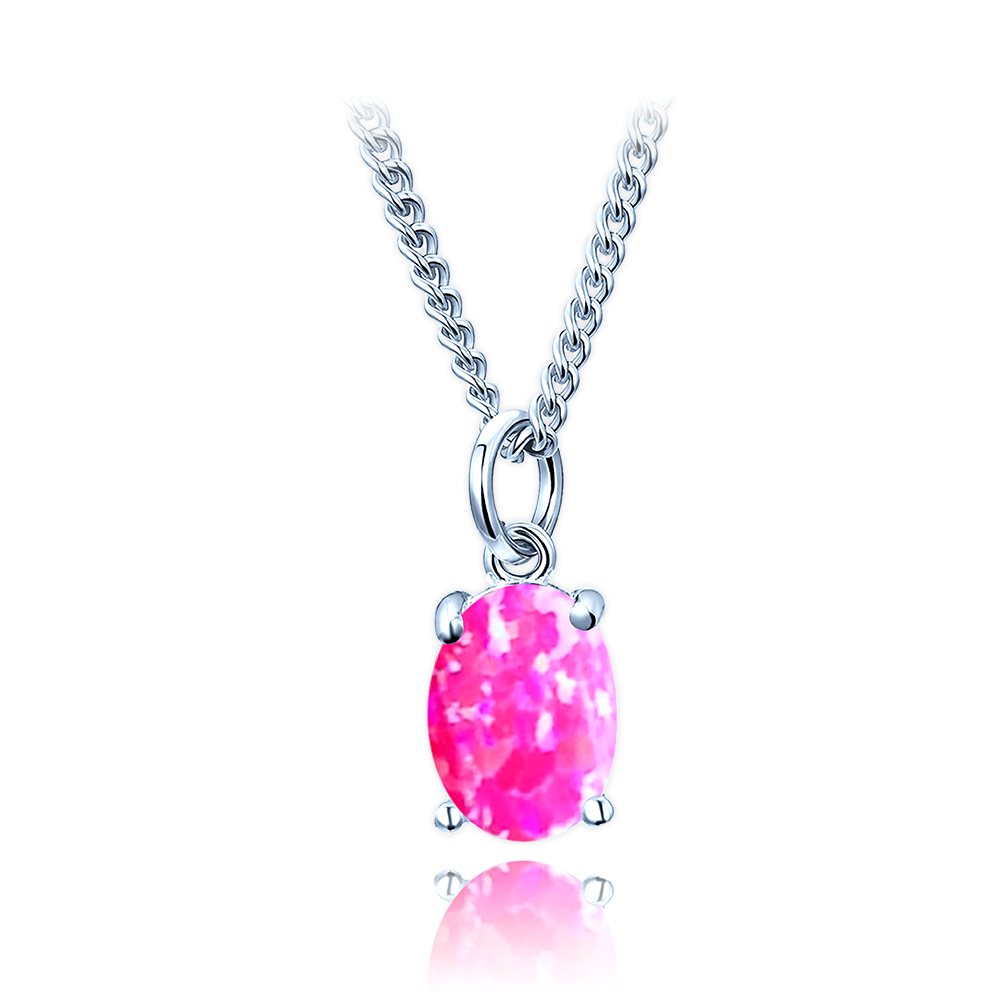 MINET Stříbrný náhrdelník s růžovým opálkem